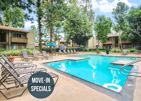 our apartments have a swimming pool and lounge chairs